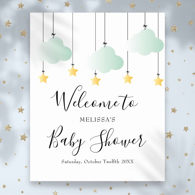 Twinkle Twinkle Neutral Baby shower Affiche de bie (Twinkle Twinkle Neutral Baby Shower Welcome Sign)