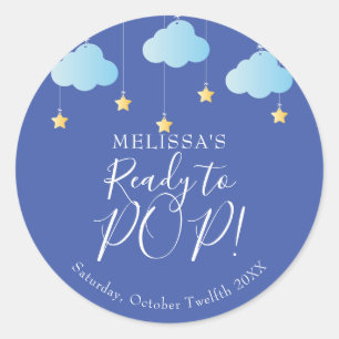 Twinkle Twinkle Ready To POP Baby Boy Blue Classic Round Sticker