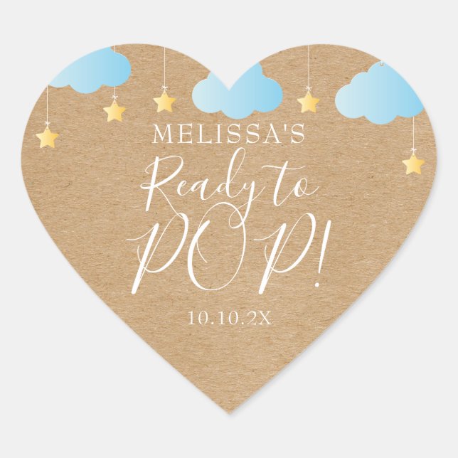 Twinkle Twinkle Ready To POP Blue Rustic Kraft Heart Sticker (Front)