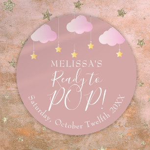 Twinkle Twinkle Ready To POP Pink Baby Shower Classic Round Sticker