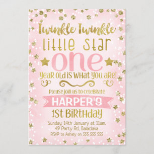 Twinkle Twinkle Star 1er anniversaire Invitation