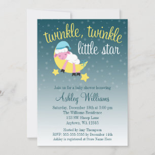 Twinkle Twinkle Star Lamb Baby Shower Invitation