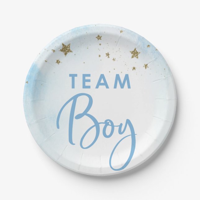 Twinkle Twinkle Team Boy Gender Reveal Plates (Front)