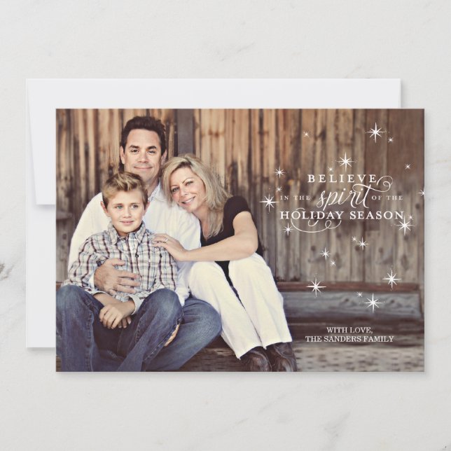 Twinkle White Stars Carte photo de vacances (Devant)