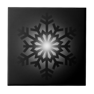 Twinkling Black Snowflake Tile