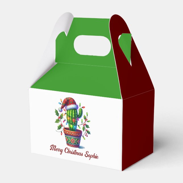 Twinkling Cactus Christmas Favor Box (Front Side)