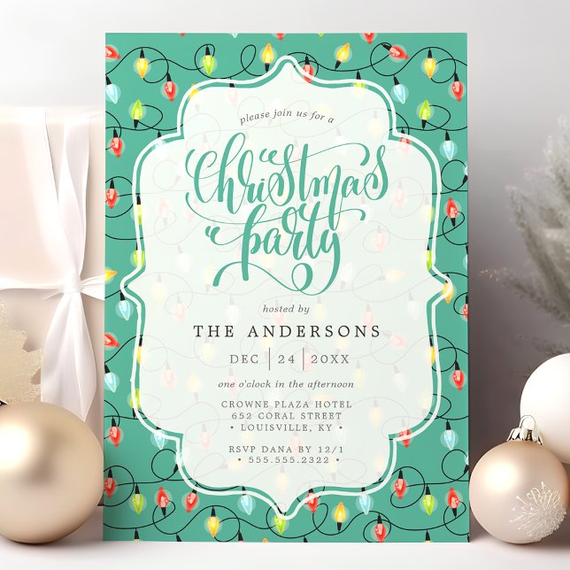 Twinkling Christmas Lights Holiday Pattern Invitation (Creator Uploaded)