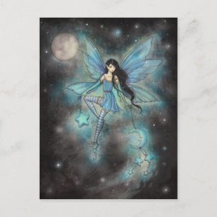 Twinkling December Blue Fairy Fantasy Art Postcard