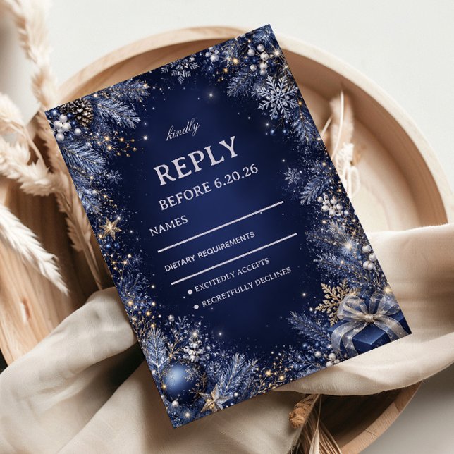 Twinkling Frosted Evergreens Under RSVP Card (Creator Uploaded)