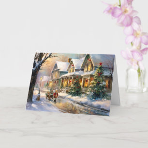 Twinkling Holiday Delight Boy Pulling A Sleigh Card