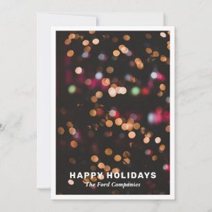 Twinkling Lights Gold Company Holiday Invitation