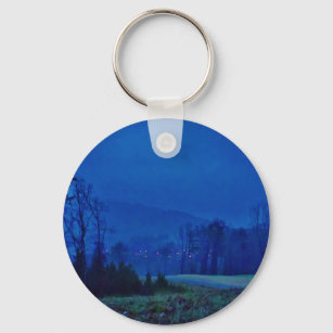 Twinkling Lights in a Blue Mountain Mist Keychain
