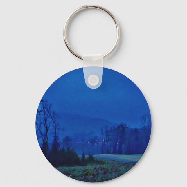 Twinkling Lights in a Blue Mountain Mist Keychain (Front)