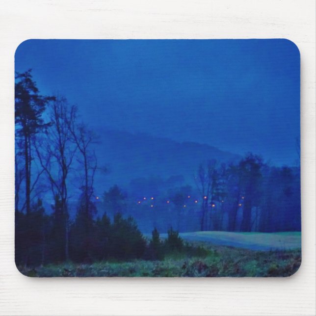 Twinkling Lights in a Blue Mountain Mist Mouse Pad (Front)
