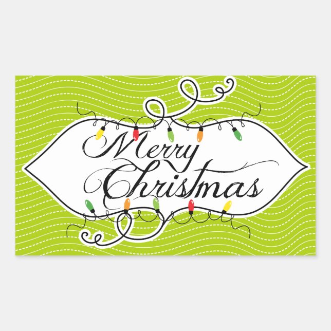 Twinkling Lights Merry Christmas Holiday Stickers (Front)