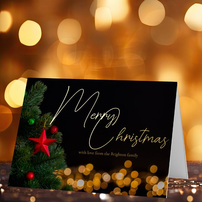 Twinkling Lights Modern Merry Christmas Gold Foil Holiday Card (Creator Uploaded)