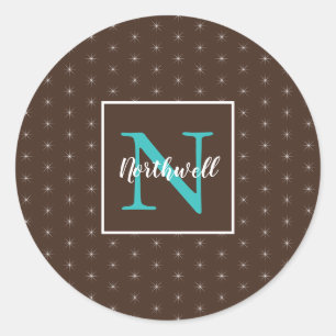 Twinkling Lights Pattern Monogram ID594 Classic Round Sticker