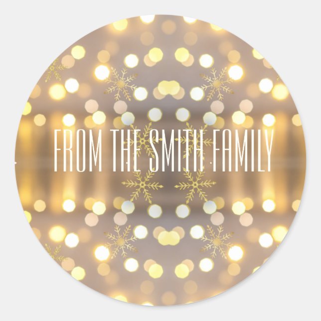 Twinkling lights personalized Christmas  Classic Round Sticker (Front)