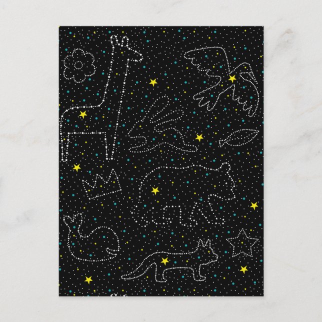 Twinkling Magical Sky Star Animals  Holiday Postcard (Front)