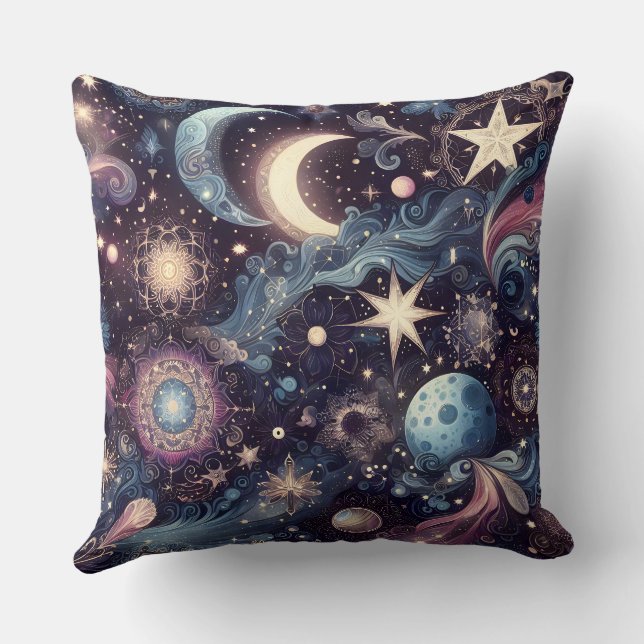 Twinkling Stardust Throw Pillow (Back)