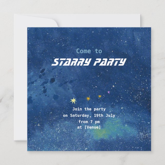 Twinkling Starry Sky Illustration Customizable Invitation (Front)