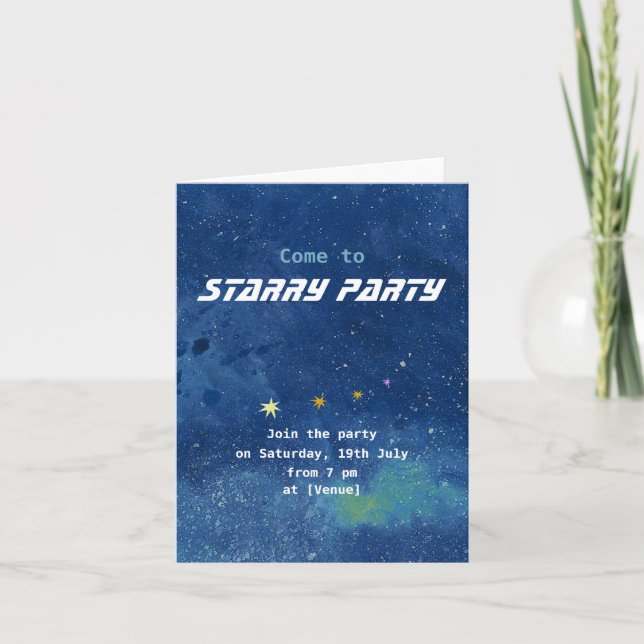 Twinkling Starry Sky Illustration Customizable Invitation (Front)
