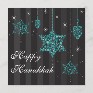 Twinkling Stars of David Hanukkah Invitation Card