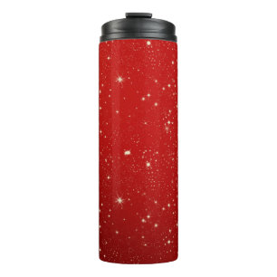 Twinkling Stars on Red Thermal Tumbler