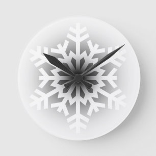 Twinkling White Snowflake Round Clock