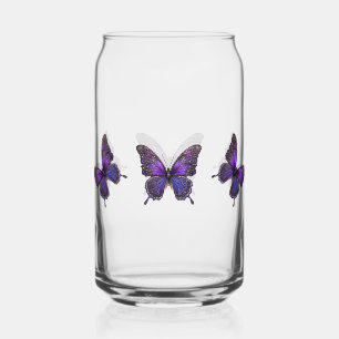 Twinkling Wings: Purple Sparkle Butterfly Can Glass