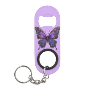Twinkling Wings: Purple Sparkle Butterfly Keychain Bottle Opener