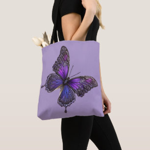 Twinkling Wings: Purple Sparkle Butterfly Tote Bag