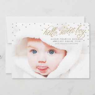 Twinkly Gold Stars Baby Boy Faire-part de naissanc