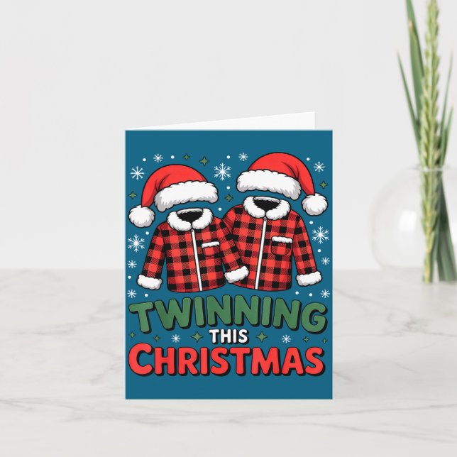 Twinning This Christmas Matching Family Holiday  Card (Front)
