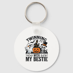 Twinning With My Ie Skeleton Halloween Matching  Keychain
