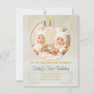 twins 1er anniversaire invitations
