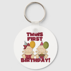 Twins 1st Birthday Boy/Girl T-shirts and Gifts Keychain