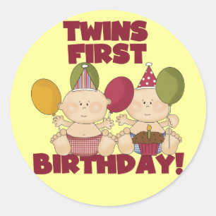 Twins 1st Birthday - Boys T-shirts and Gifts Classic Round Sticker