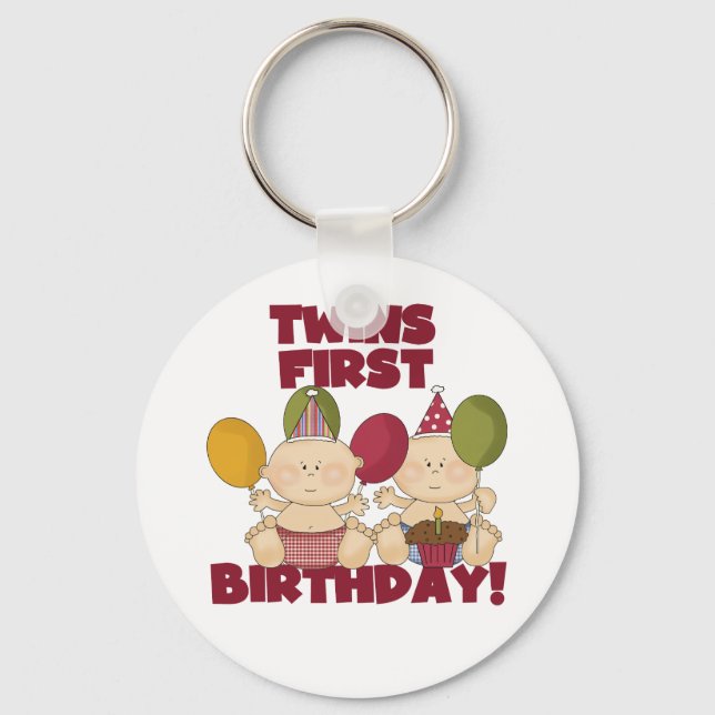 Twins 1st Birthday - Boys T-shirts and Gifts Keychain (Front)