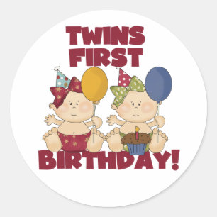 Twins 1st Birthday - Girls Tshirts and Gifts Classic Round Sticker
