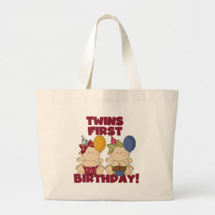 Twins 1st Birthday - Girls Tshirts and Gifts Large Tote Bag