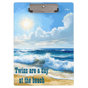 Twins are a day at the beach clipboard