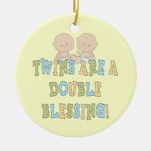 Twins Are A Double Blessing Ceramic Ornament