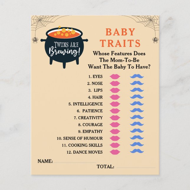 Twins are Brewing Halloween Baby Shower Games (Front)