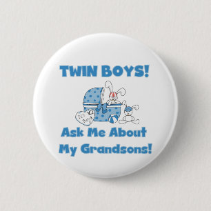 Twins-Ask About My Grandsons Tshirts and Gifts 2 Inch Round Button