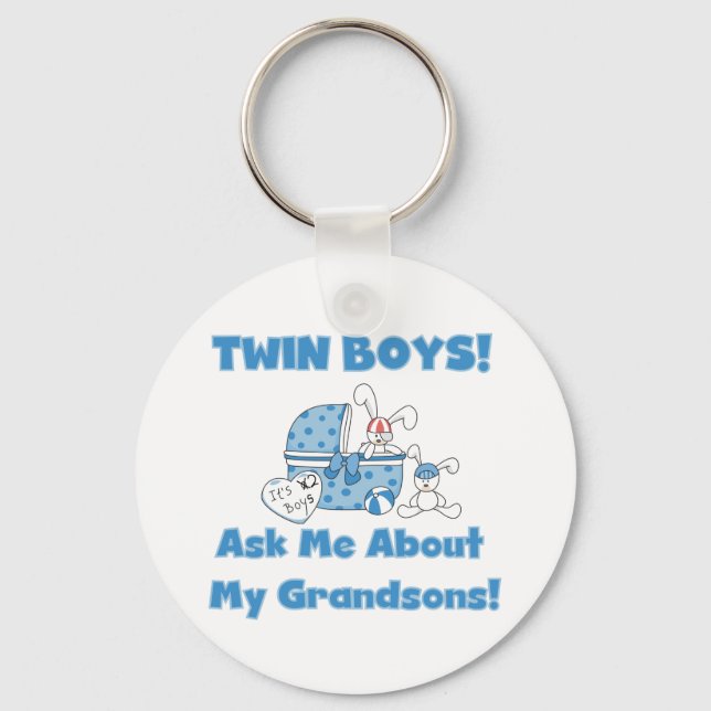 Twins-Ask About My Grandsons Tshirts and Gifts Keychain (Front)
