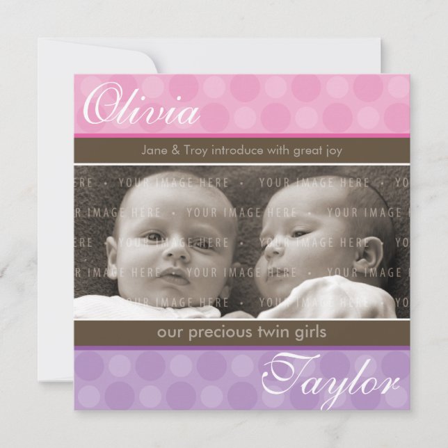 TWINS BABY ANNOUNCEMENT :: harmony 4SQ (Front)