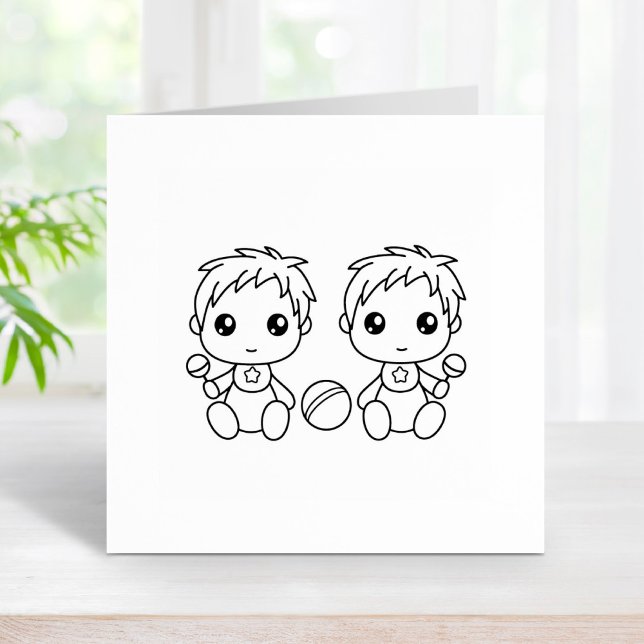 Twins Baby Boys Colour Me Rubber Stamp (Creator Uploaded)