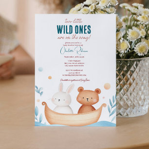 Twins baby Cute animals Baby shower Invitation