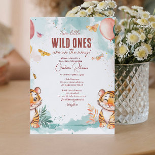 Twins Baby Cute Two tigers Baby shower  Invitation